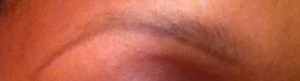 Pencil line at the bottom of the brow