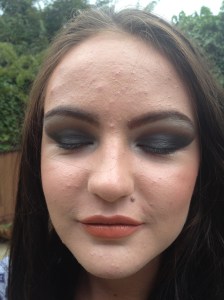 Closed eyes and lips