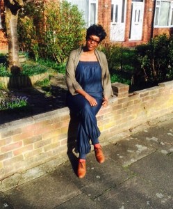 seated olive and denim posing 